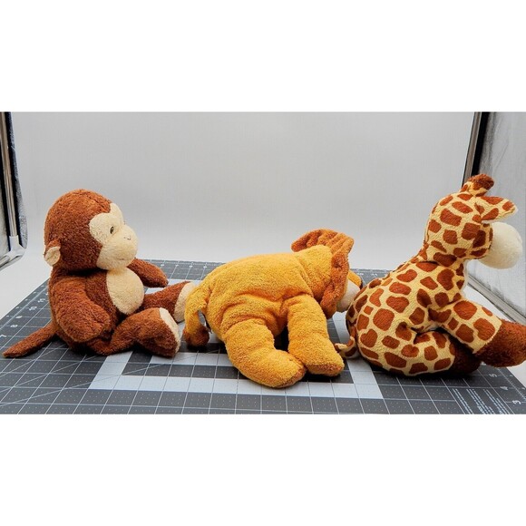Ty Pluffies Tylux Giraffe Loin Monkey Beanbag Terry Plush Stuffed Animal Lot 3 - Picture 5 of 12
